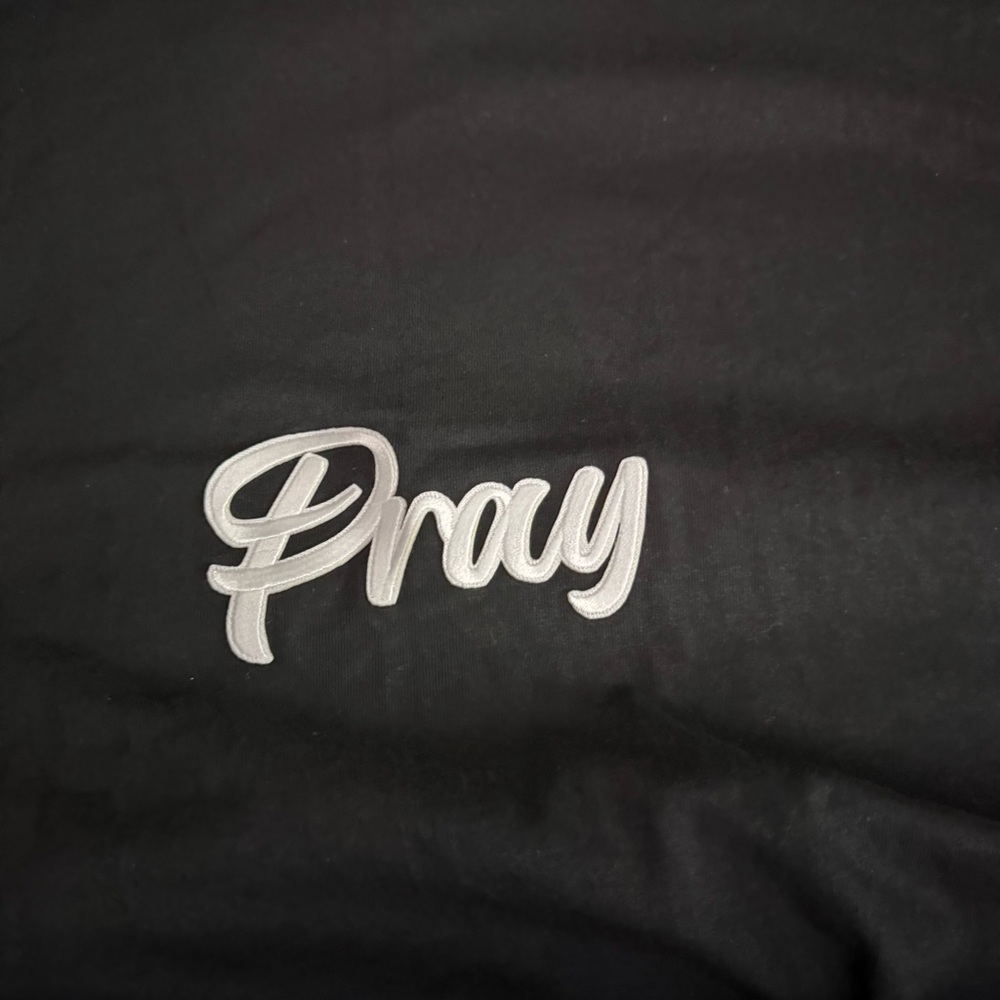 Black Tee with White 'Pray' Design
